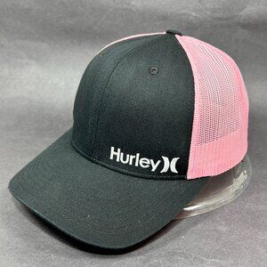 Hurley Snap Back Cap Hat Pink Yupoong Skater Trucker Mesh Streetwear Womens